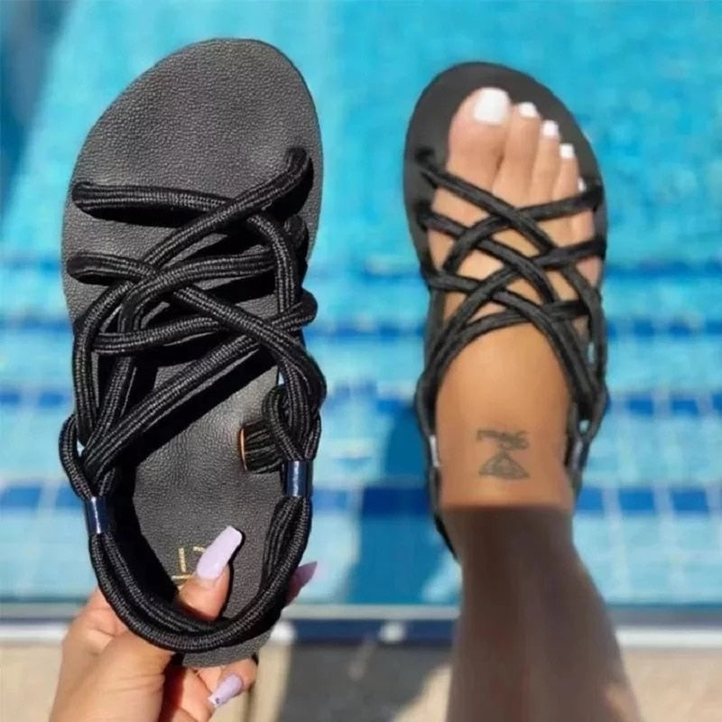 "Strap into Style" - Comfortable and Eye-Catching String-Maze Sandals for Women