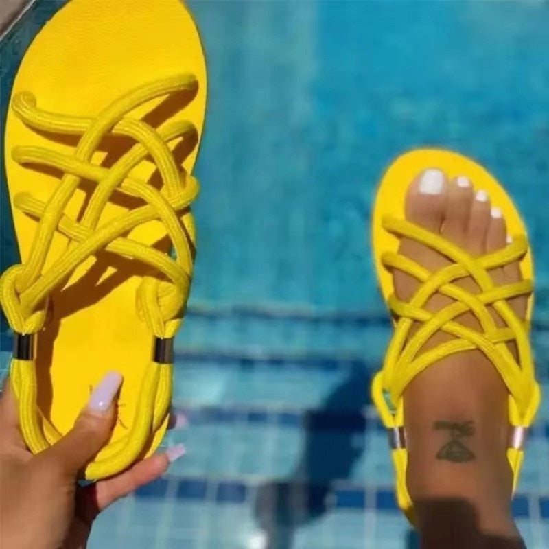 "Strap into Style" - Comfortable and Eye-Catching String-Maze Sandals for Women