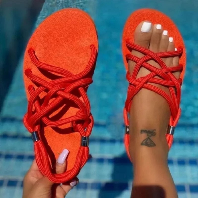 "Strap into Style" - Comfortable and Eye-Catching String-Maze Sandals for Women