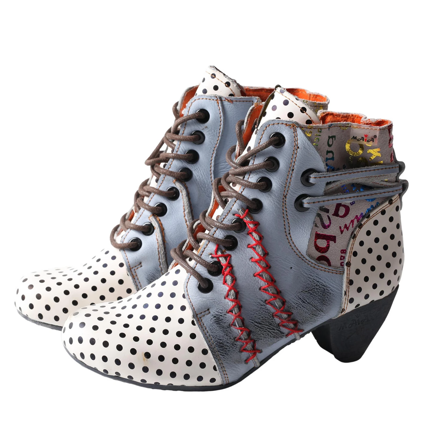 Unique Leather Fashion Style Hand Stitched Polka Dot Ankle Brogue Boots For Women | 5 color Styles | Great Gift