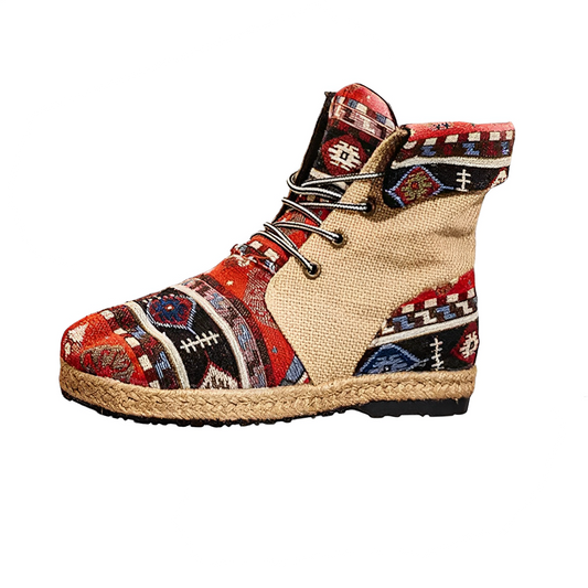 Bohemian Rhapsody Canvas Print Boots - A Non-Leather Alternative for Style