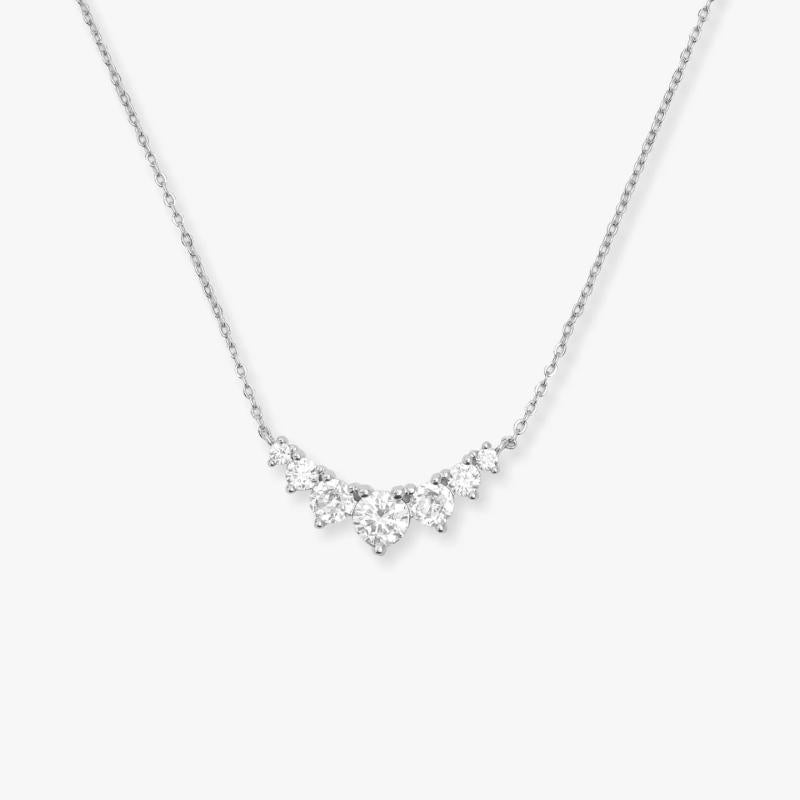 925 Sterling Silver Zircon cable chain Geometric Necklace