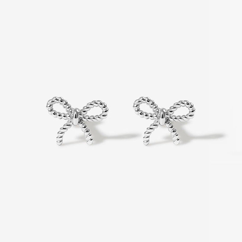 1 Pair 925 Sterling Silver 925 Sterling Silver Earrings Bow Knot Ear Studs