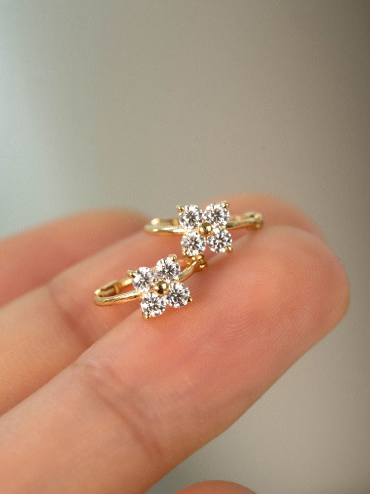 1 Pair 18K Gold Plated 925 Sterling Silver Zircon 925 Sterling Silver Earrings Geometric Earrings