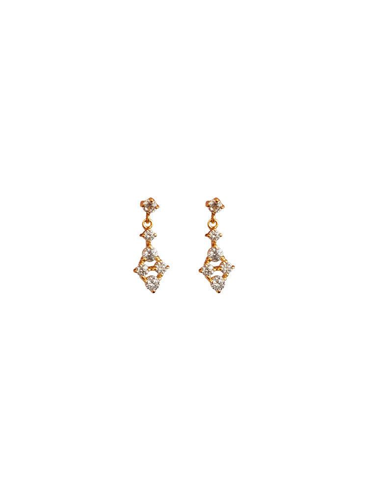 1 Pair 18K Gold Plated 925 Sterling Silver Zircon 925 Sterling Silver Earrings Geometric Drop Earrings