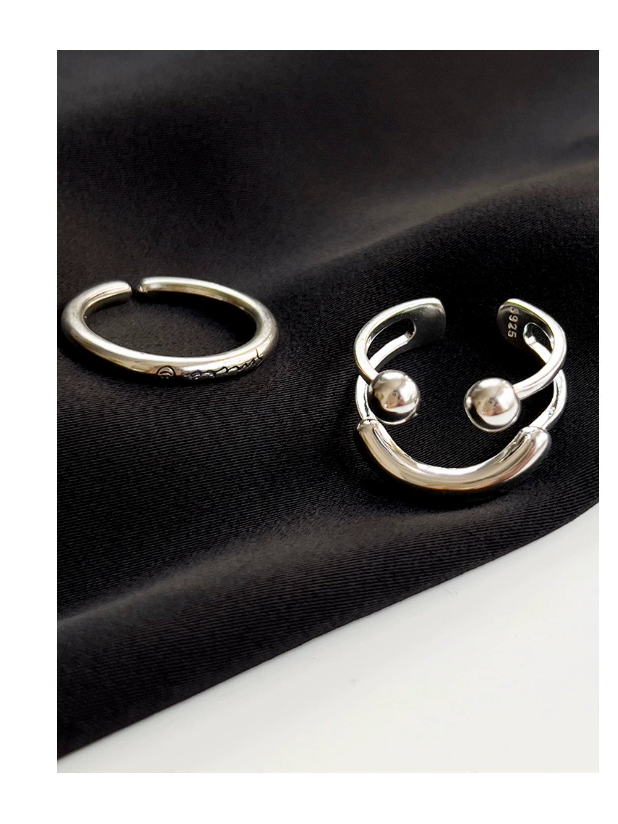 925 Sterling Silver Smile Face Open Rings 925 Sterling Silver Rings