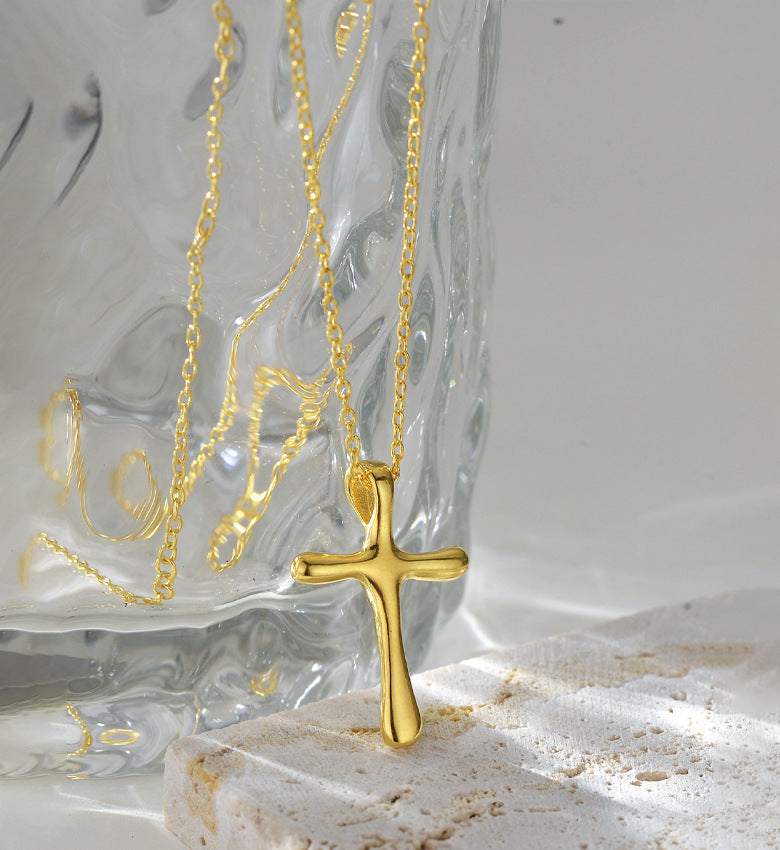 925 Sterling Silver cable chain Plating Cross Pendant Necklace