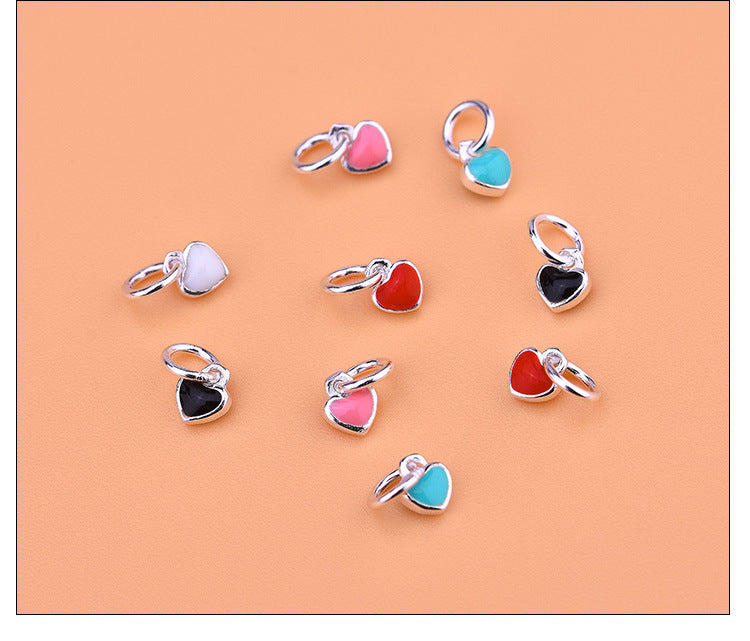 S925 Epoxy Color Heart-Shaped Pendant Red and Black White Pink Blue Pendants DIY Accessories Material