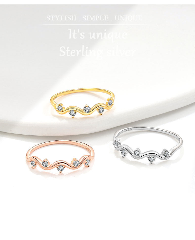 18K Gold Plated 925 Sterling Silver Zircon Geometric Rings 925 Sterling Silver Rings