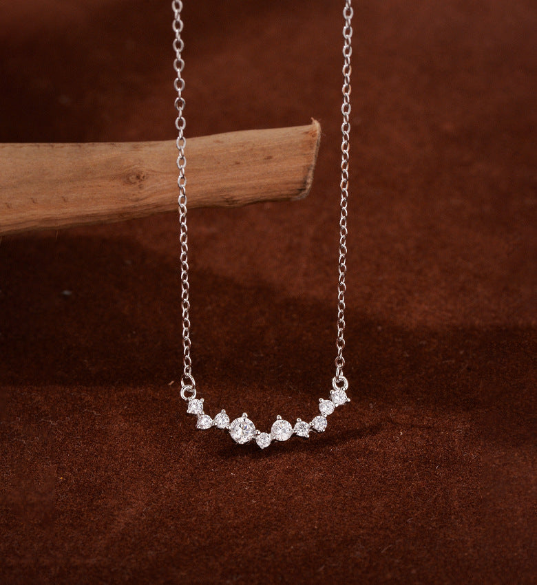 925 Sterling Silver Zircon cable chain Geometric Necklace