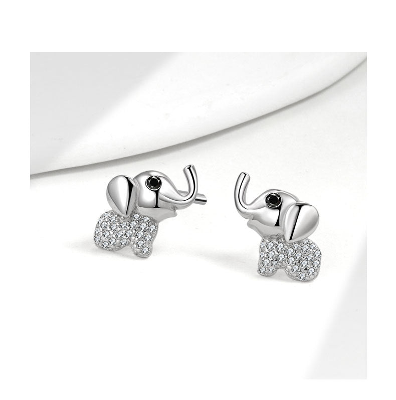 1 Pair 18K Gold Plated 925 Sterling Silver Zircon 925 Sterling Silver Earrings Elephant Ear Studs