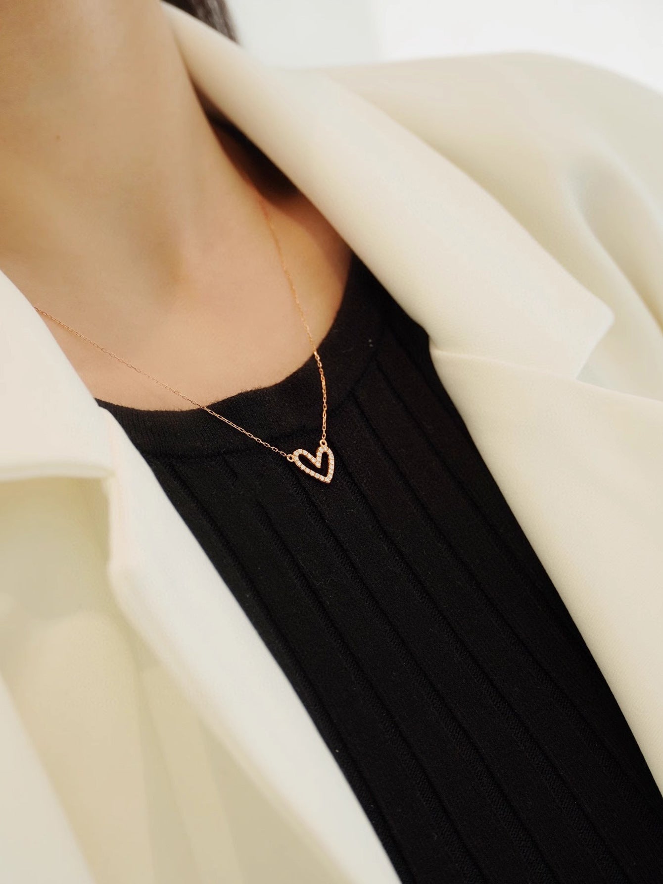 925 Sterling Silver cable chain Plating Heart Shape Pendant Necklace