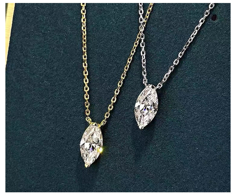 925 Sterling Silver Zircon cable chain Diamond Geometric Pendant Necklace