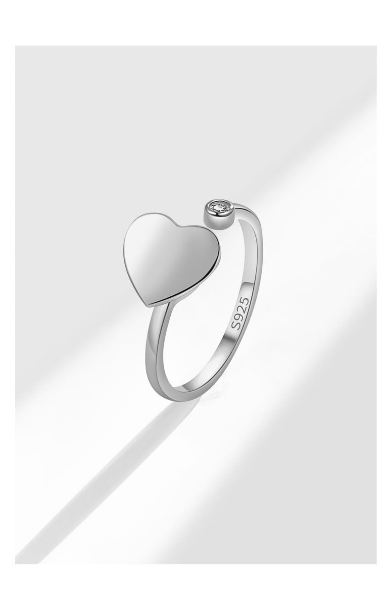 18K Gold Plated 925 Sterling Silver Zircon Heart Shape Open Rings Anxiety Ring 925 Sterling Silver Rings