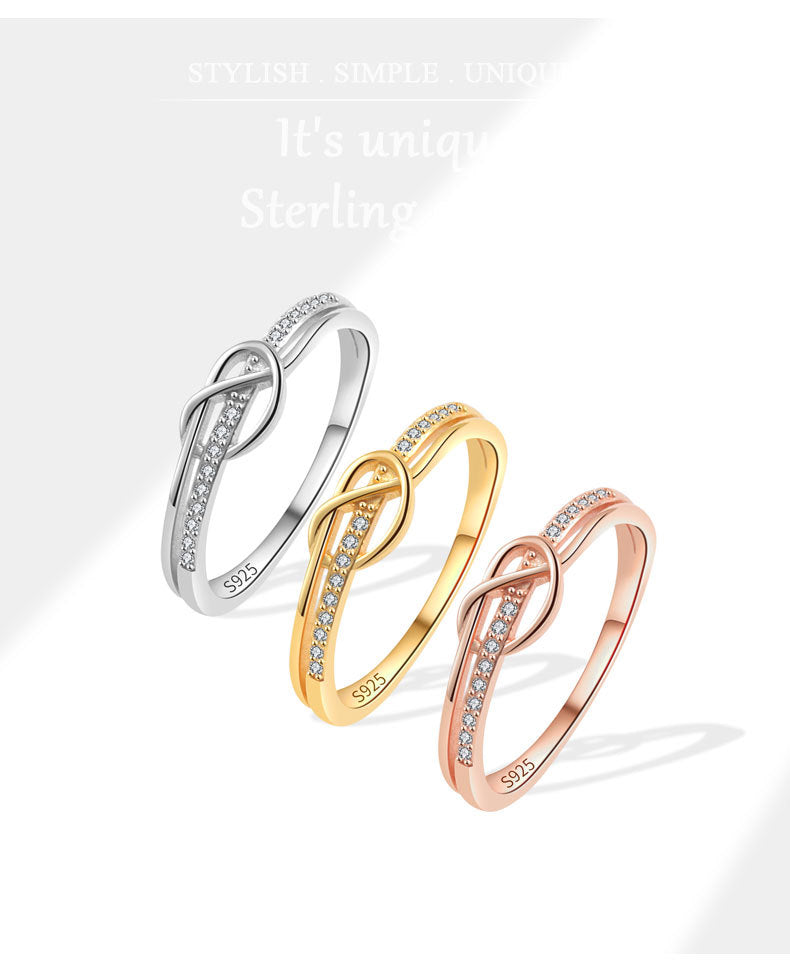 18K Gold Plated 925 Sterling Silver Zircon Knot Rings 925 Sterling Silver Rings