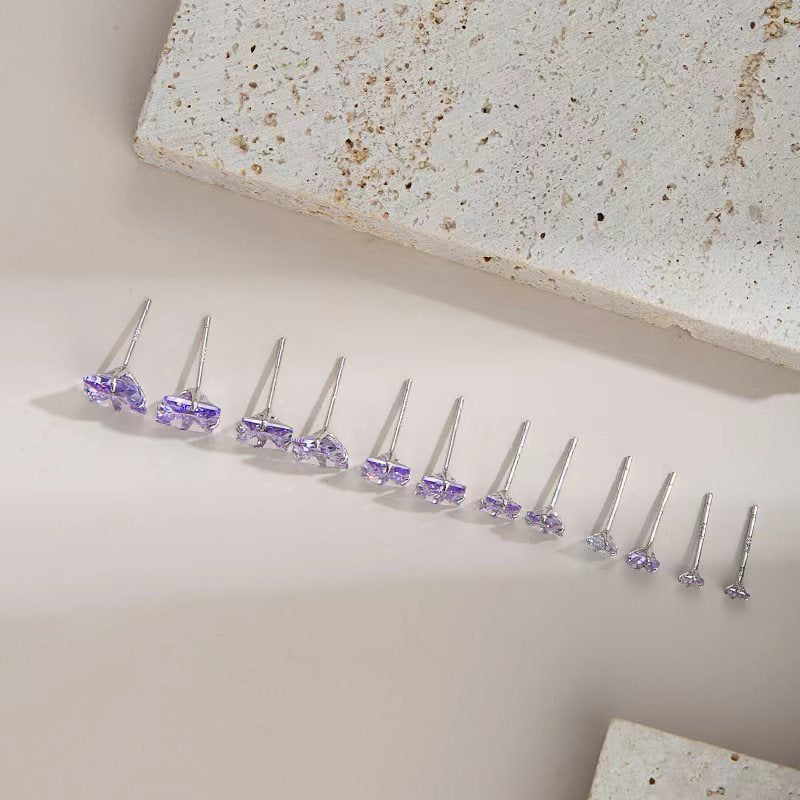 1 Pair 925 Sterling Silver 925 Sterling Silver Earrings Square Ear Studs