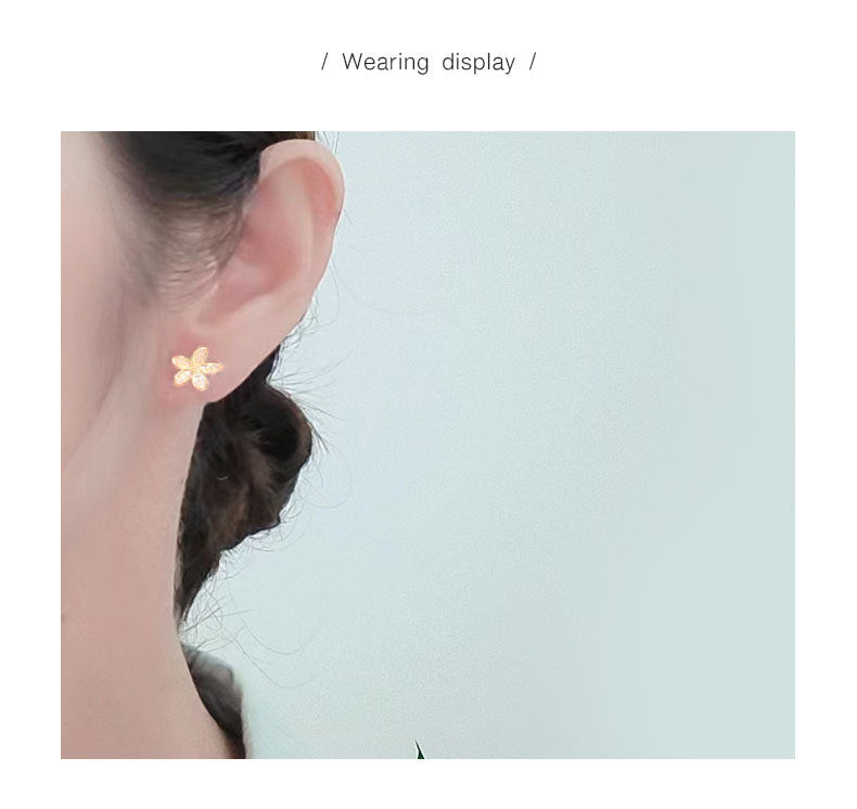 1 Pair 18K Gold Plated 925 Sterling Silver Zircon 925 Sterling Silver Earrings Flower Ear Studs