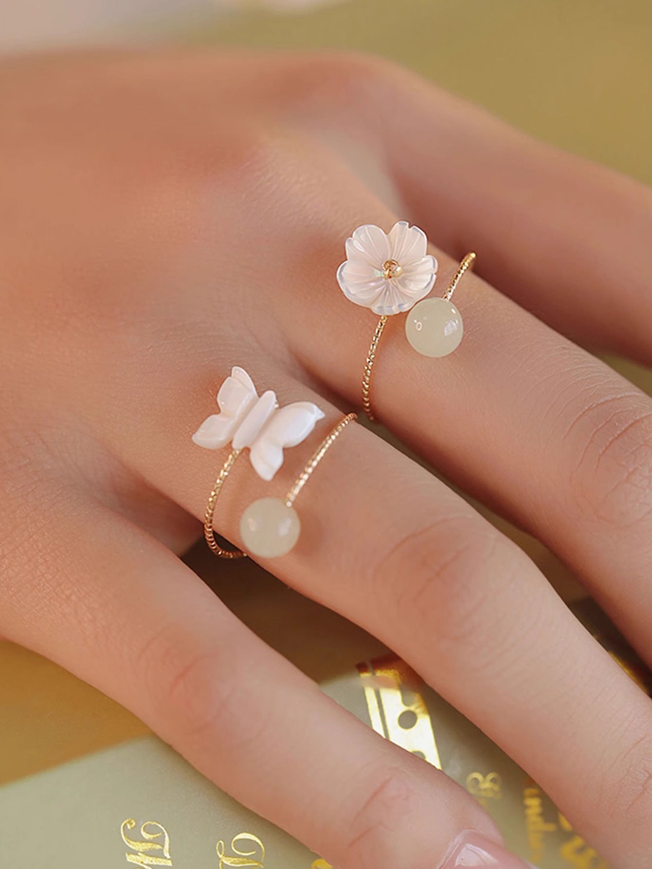 925 Sterling Silver Flower Butterfly Rings 925 Sterling Silver Rings