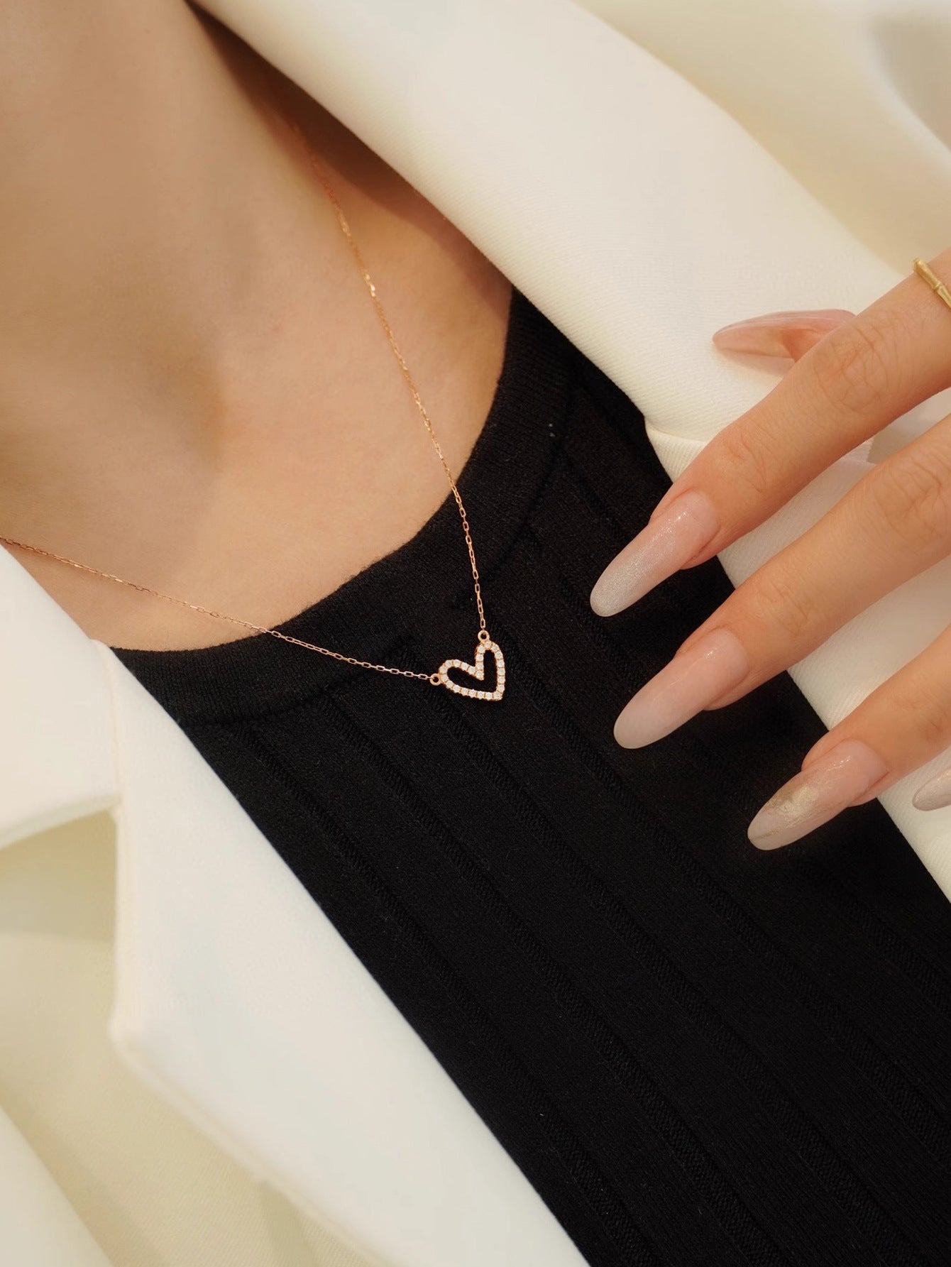 925 Sterling Silver cable chain Plating Heart Shape Pendant Necklace