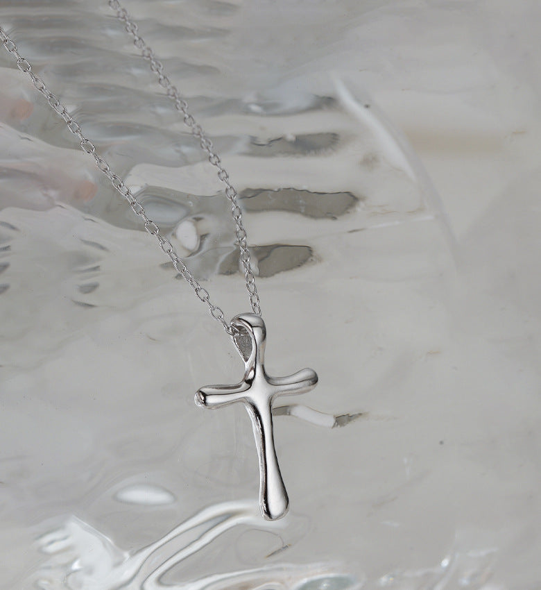 925 Sterling Silver cable chain Plating Cross Pendant Necklace