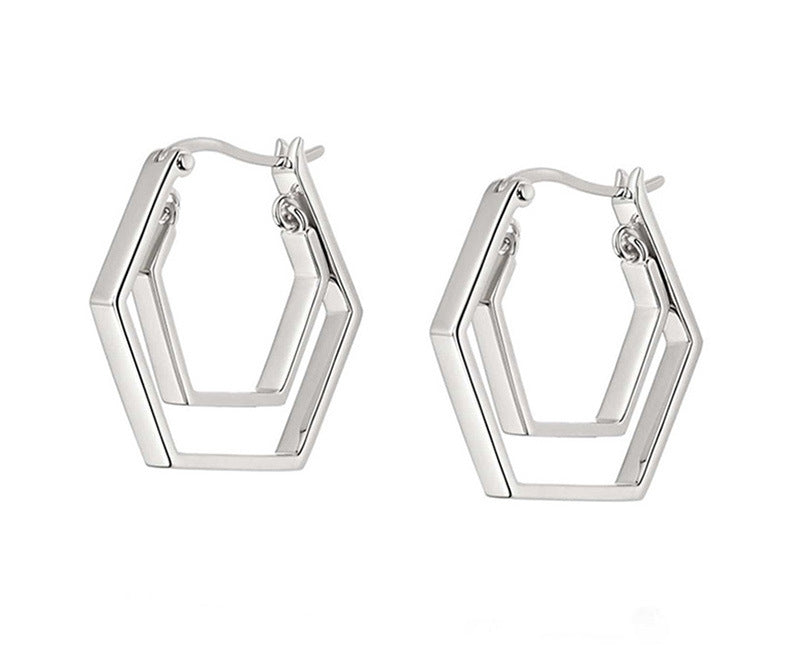 1 Pair 925 Sterling Silver 925 Sterling Silver Earrings Geometric Earrings