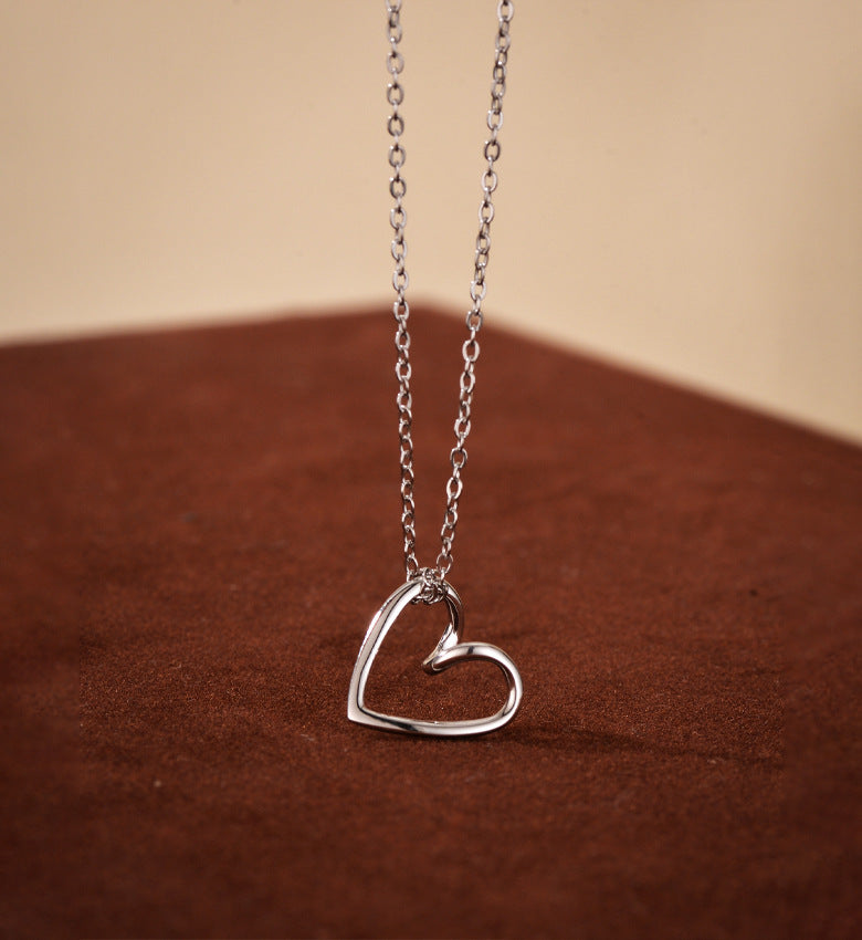 925 Sterling Silver cable chain Plating Heart Shape Pendant Necklace