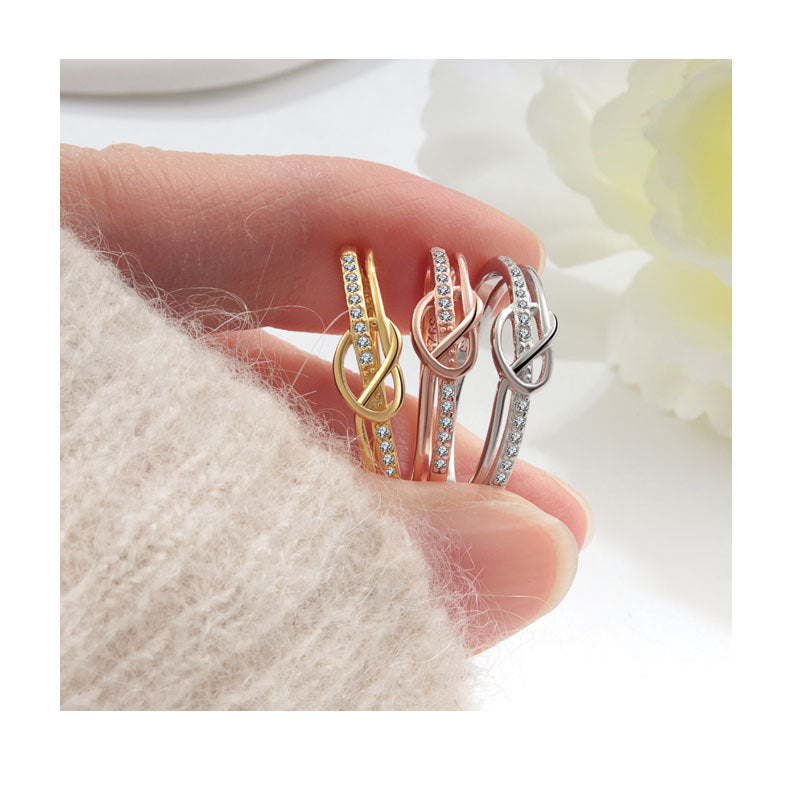 18K Gold Plated 925 Sterling Silver Zircon Knot Rings 925 Sterling Silver Rings