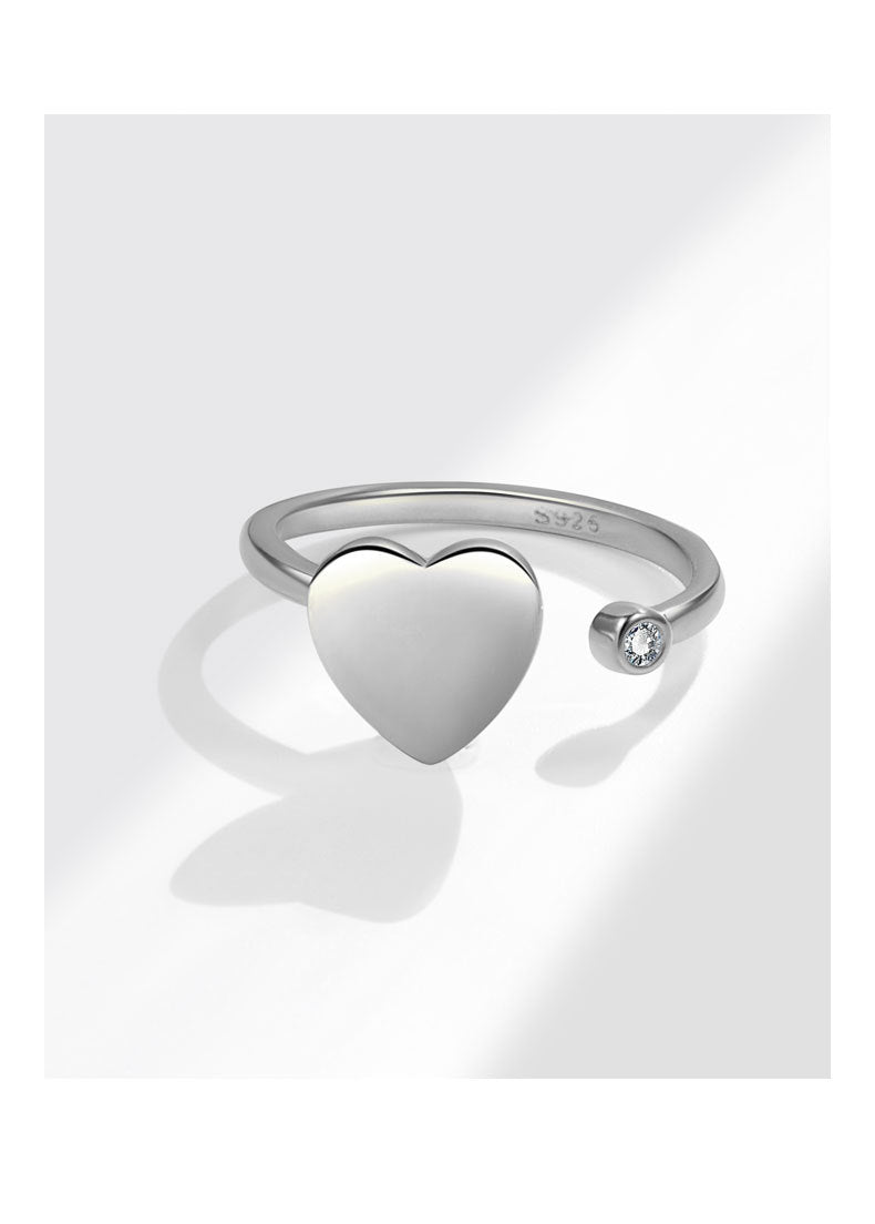 18K Gold Plated 925 Sterling Silver Zircon Heart Shape Open Rings Anxiety Ring 925 Sterling Silver Rings