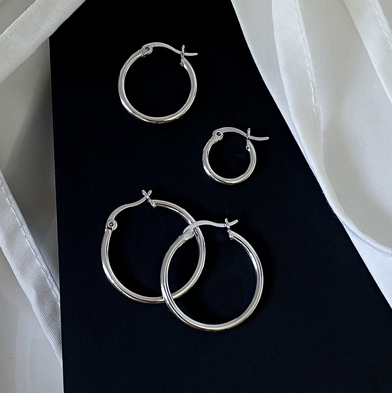 1 Pair 925 Sterling Silver 925 Sterling Silver Earrings Geometric Hoop Earrings