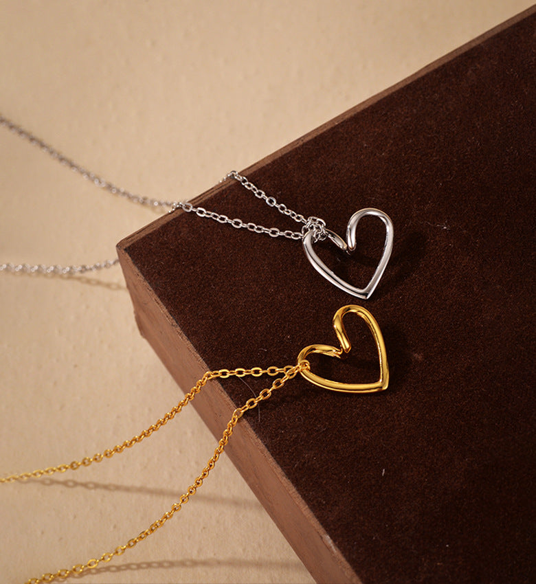 925 Sterling Silver cable chain Plating Heart Shape Pendant Necklace