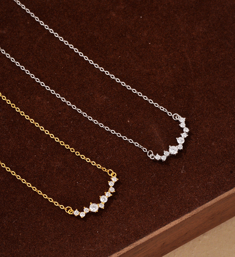 925 Sterling Silver Zircon cable chain Geometric Necklace