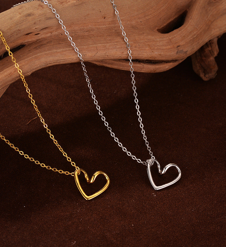 925 Sterling Silver cable chain Plating Heart Shape Pendant Necklace