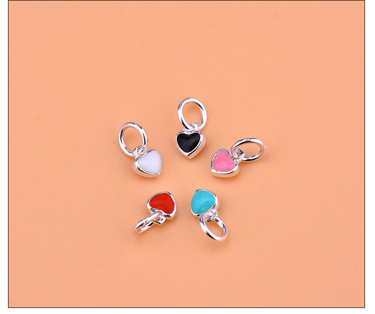 S925 Epoxy Color Heart-Shaped Pendant Red and Black White Pink Blue Pendants DIY Accessories Material