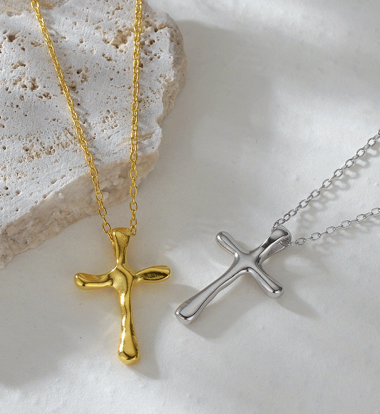 925 Sterling Silver cable chain Plating Cross Pendant Necklace