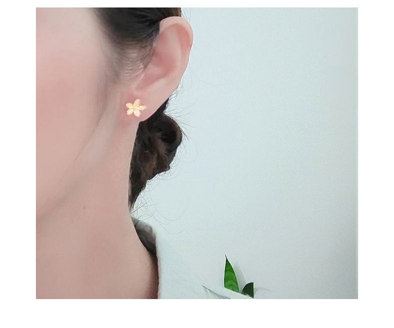 1 Pair 18K Gold Plated 925 Sterling Silver Zircon 925 Sterling Silver Earrings Flower Ear Studs