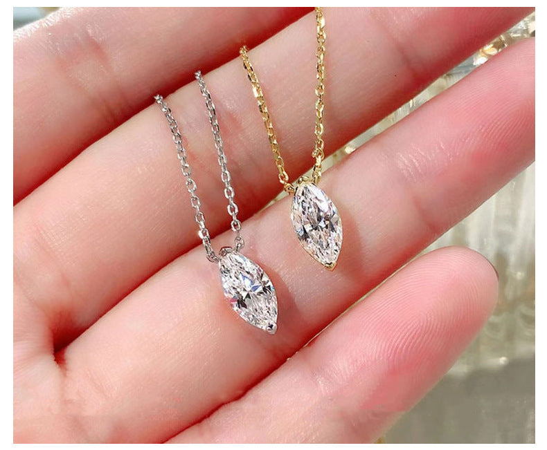 925 Sterling Silver Zircon cable chain Diamond Geometric Pendant Necklace