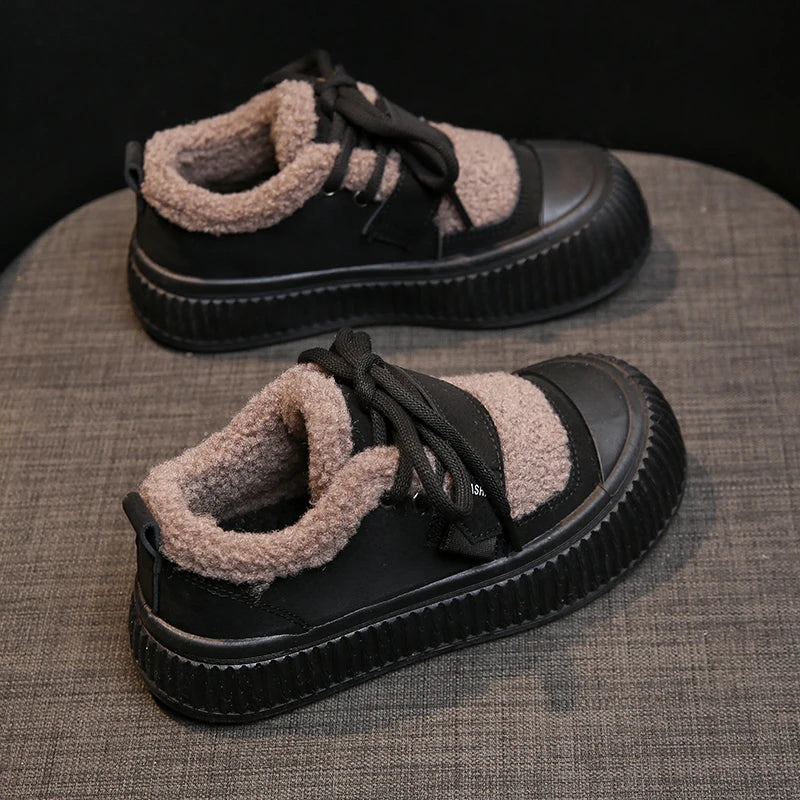 Women's Winter Fur Fuzzy Lined Wide Round Toe Moccasins