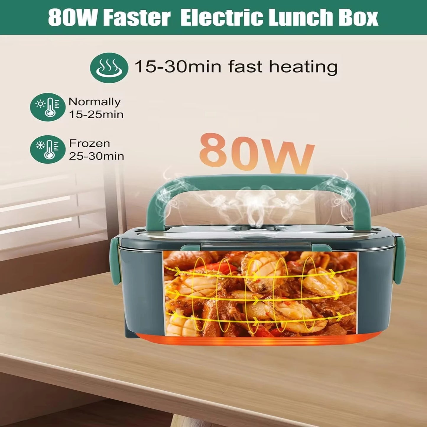 80W Heated Lunchbox With Heat Trays And Carrying Case