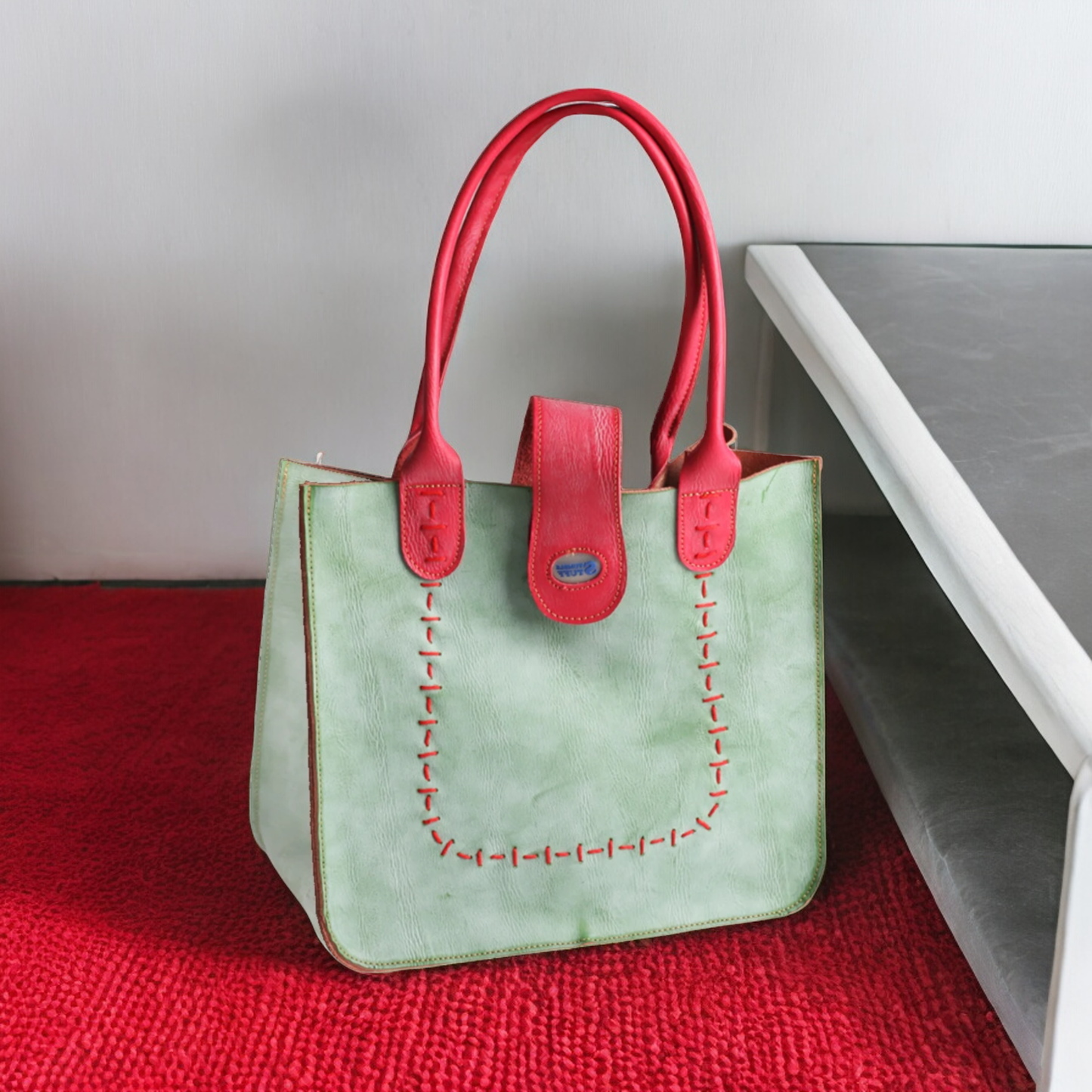 2024 Minimalistic Leather Totes - 2024-new-serene-green-tote-a-beautiful-minimalistic-design-for-the-discerning-woman