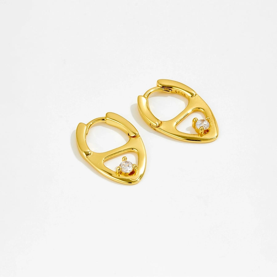 1 Pair 18K Gold Plated White Gold Plated 925 Sterling Silver Zircon 925 Sterling Silver Earrings Geometric Earrings