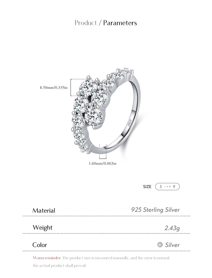 Rhodium Plated 925 Sterling Silver Zircon Geometric Rings 925 Sterling Silver Rings