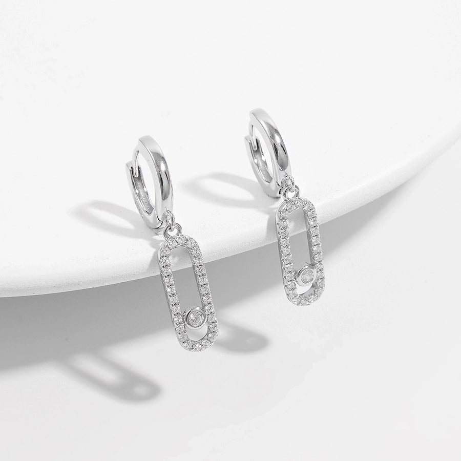 1 Pair White Gold Plated 925 Sterling Silver Zircon 925 Sterling Silver Earrings Geometric Drop Earrings