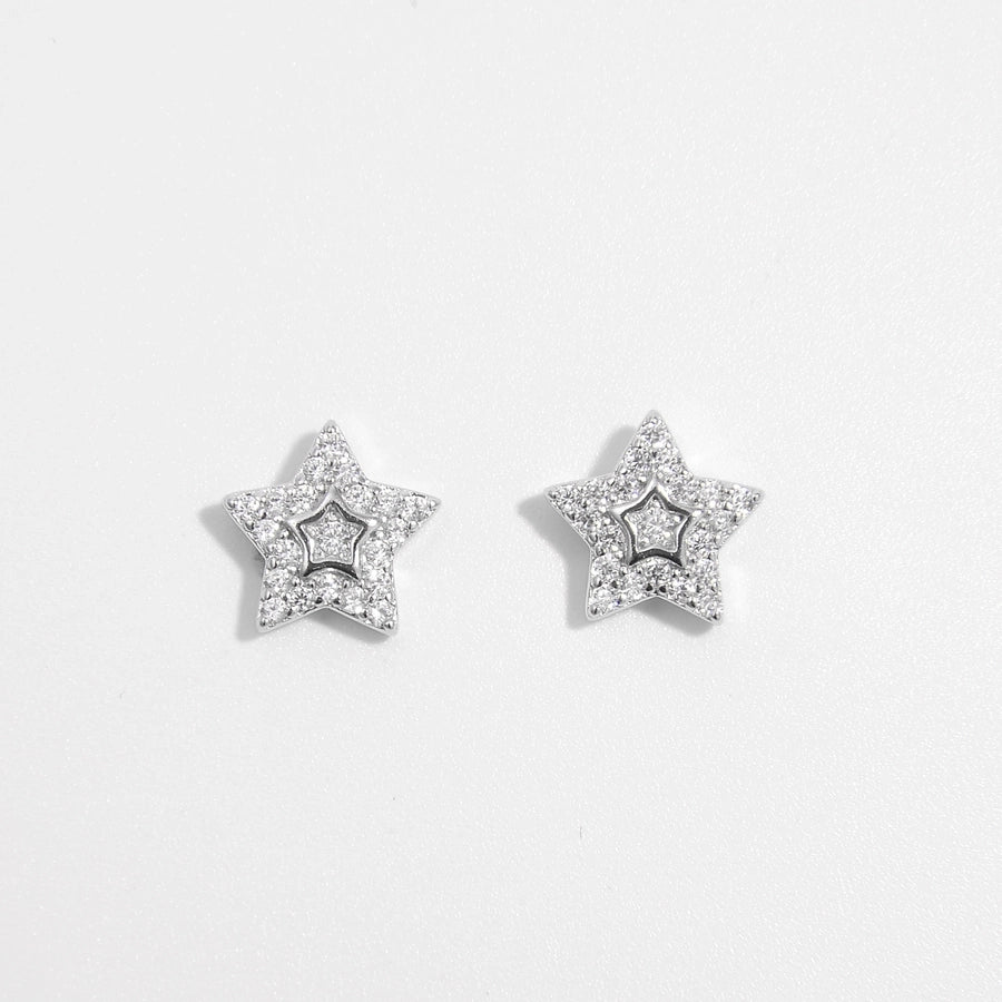 1 Pair White Gold Plated 925 Sterling Silver Zircon 925 Sterling Silver Earrings Star Ear Studs