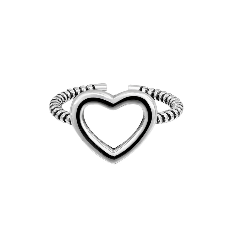 925 Sterling Silver Heart Shape Open Rings 925 Sterling Silver Rings