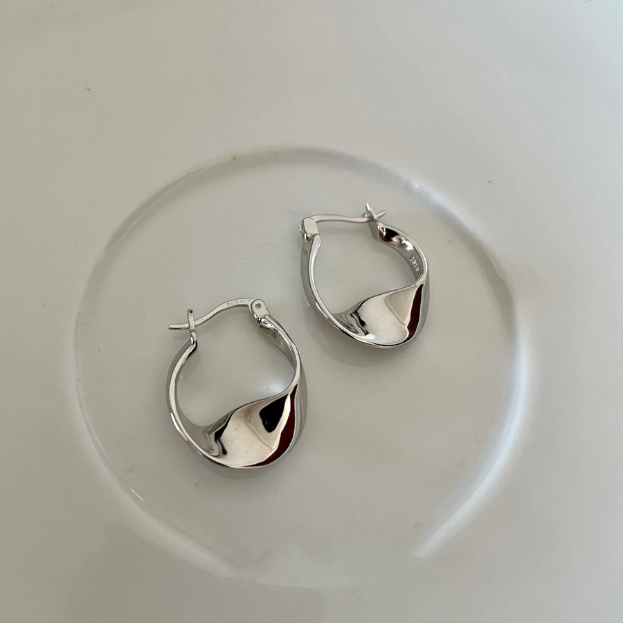 1 Pair 925 Sterling Silver 925 Sterling Silver Earrings Geometric Hoop Earrings