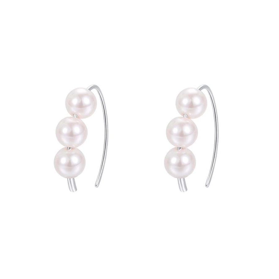 1 Pair 925 Sterling Silver Glass Bead 925 Sterling Silver Earrings Pearl Ear hook