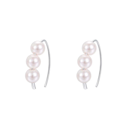 1 Pair 925 Sterling Silver Glass Bead 925 Sterling Silver Earrings Pearl Ear hook