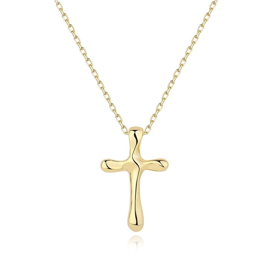 925 Sterling Silver cable chain Plating Cross Pendant Necklace