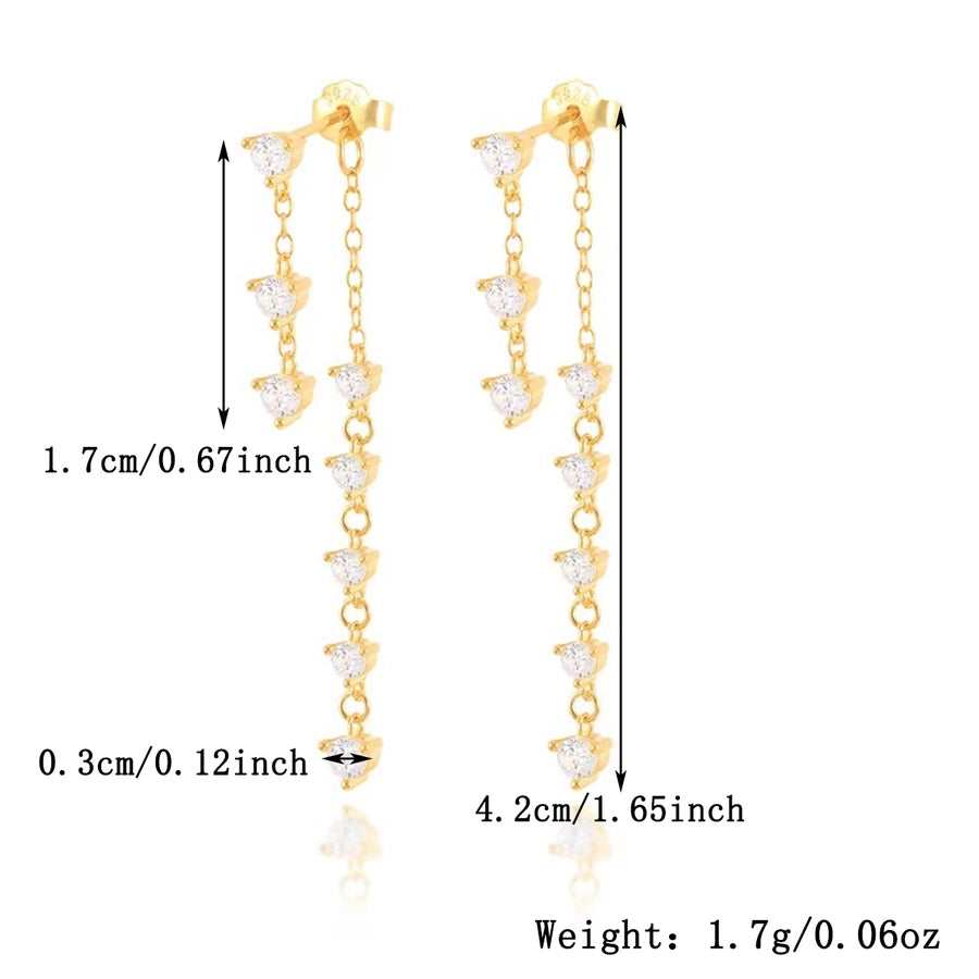 K Gold Plated White Gold Plated 925 Sterling Silver Zircon 925 Sterling Silver Earrings Tassel Drop Earrings