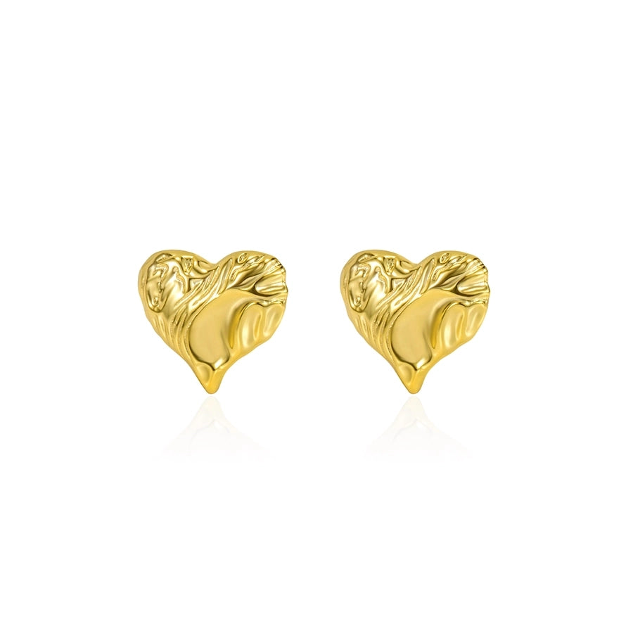 1 Pair 14K Gold Plated Silver Plated 925 Sterling Silver 925 Sterling Silver Earrings Heart Shape Ear Studs